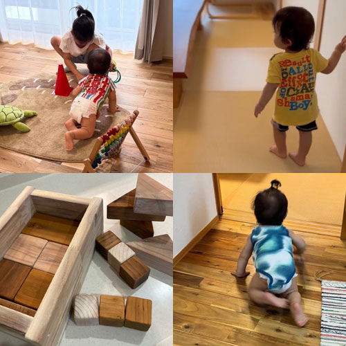 裸足で駆け回る木の床、健やかに育む自然素材の壁